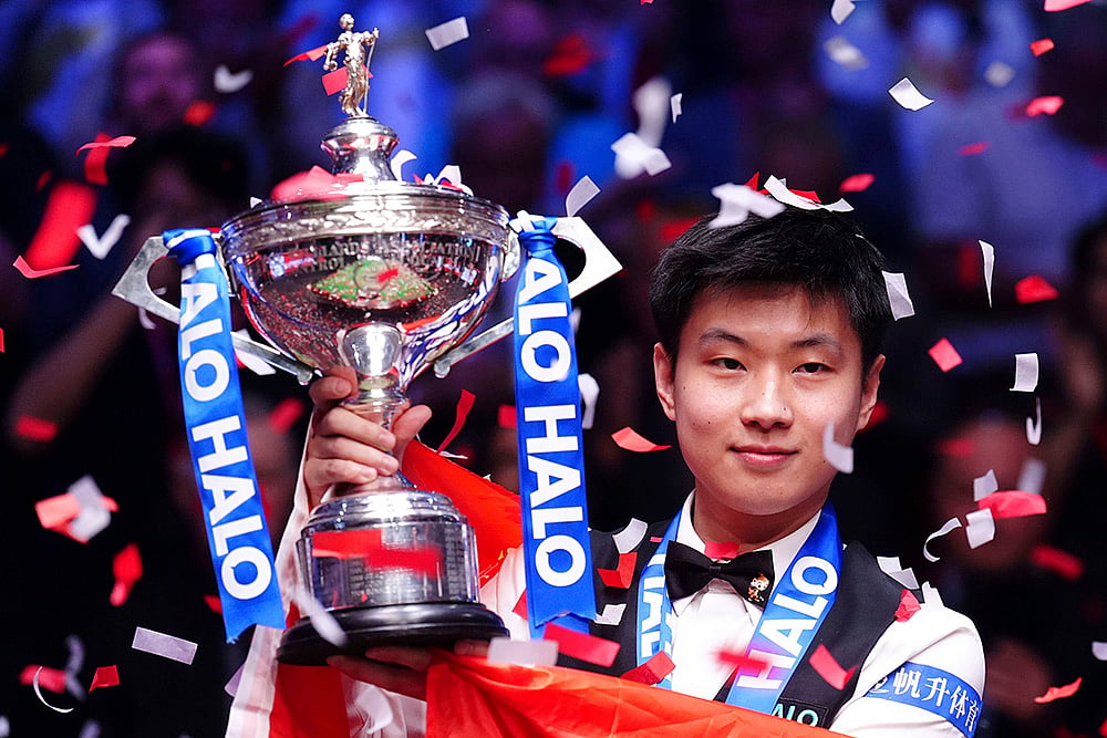 Britain Snooker Worlds Championship Zhao Xintong vs Mark Williams game photos_2