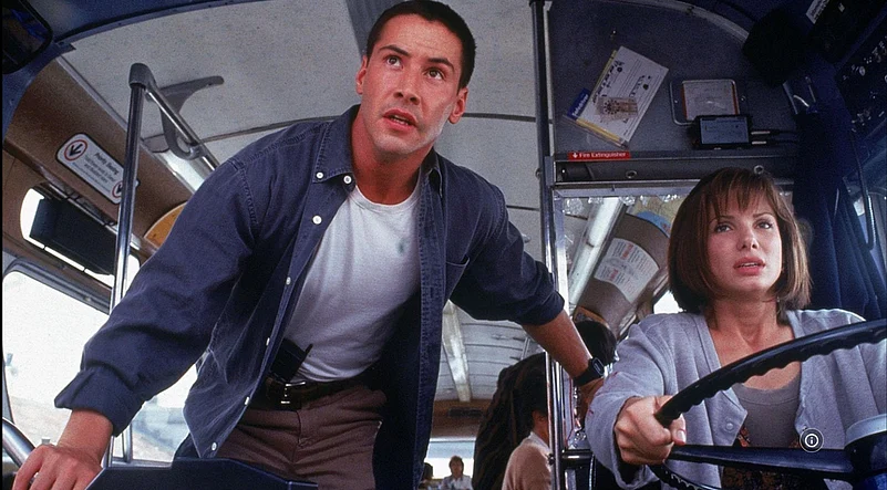 Still of Sandra Bullock and Keanu Reeves from Speed