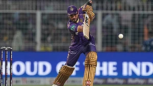 | Photo: AP Photo/Bikas Das : Kolkata Knight Riders' Manish Pandey plays a shot during the IPL 2025 match against Chennai Super Kings.