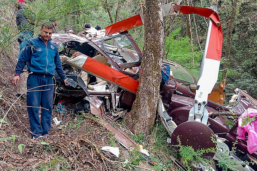 Photo: PTI : Helicopter crashes in Uttarkashi
