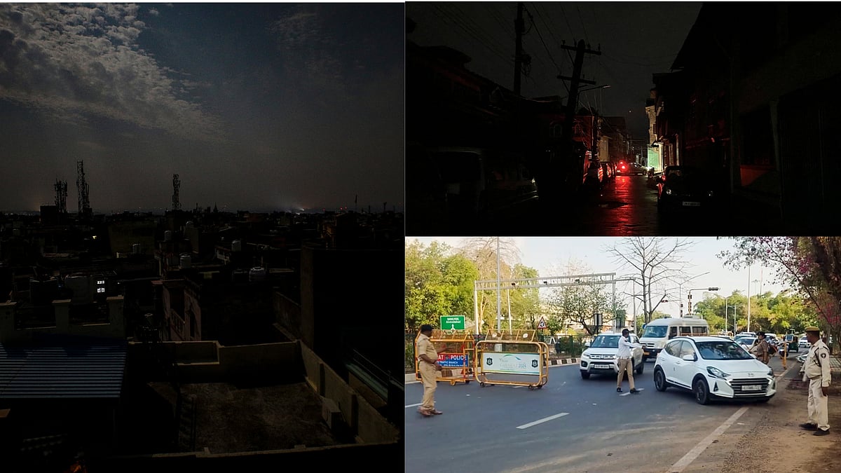 | Photo: PTI : Indo-Pak tensions trigger blackouts, air raid sirens; Security heightened across Western borders.