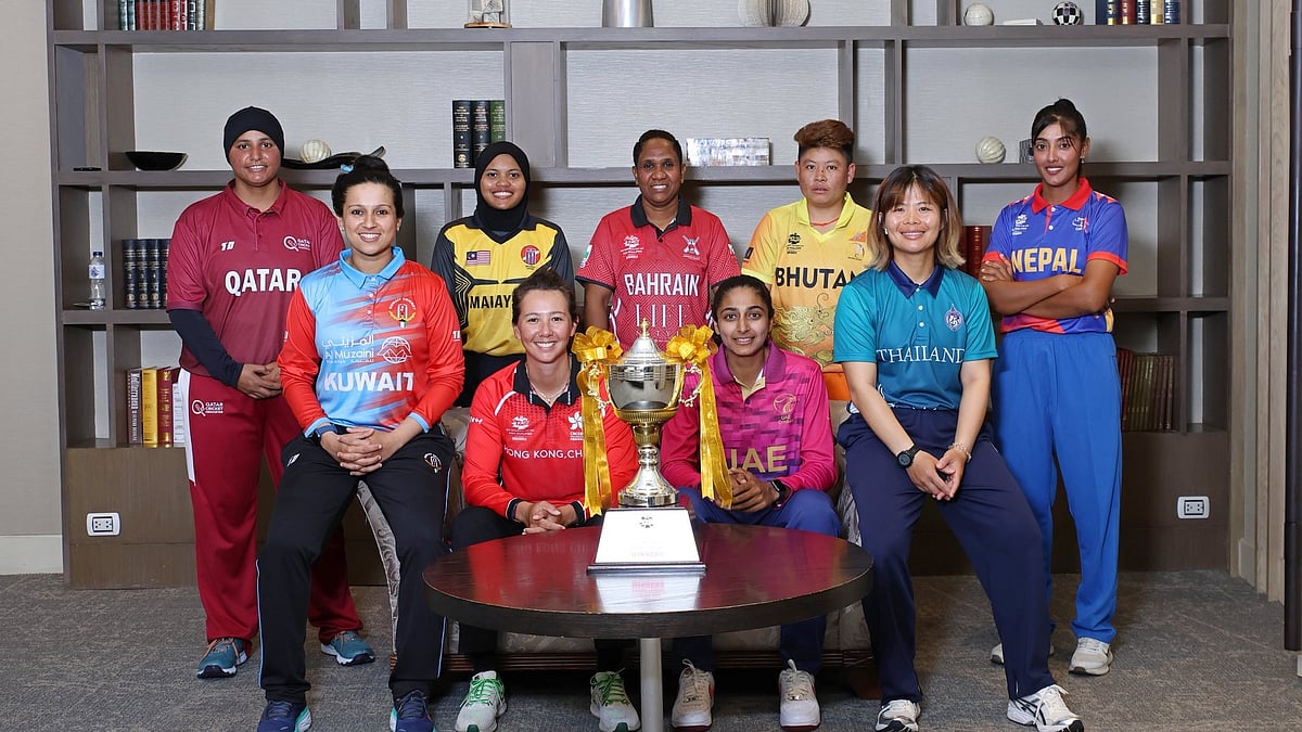 X | Cricket Thailand : ICC Women's T20 World Cup 2026 Asia Qualifiers teams captains with the trophy. 