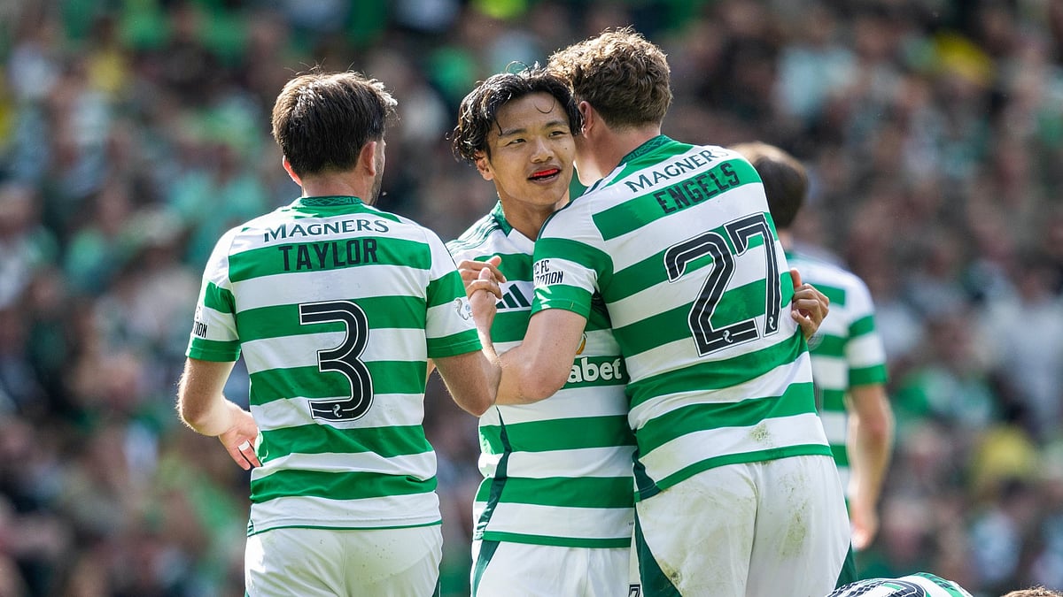 Celtic celebrate Reo Hatate's goal