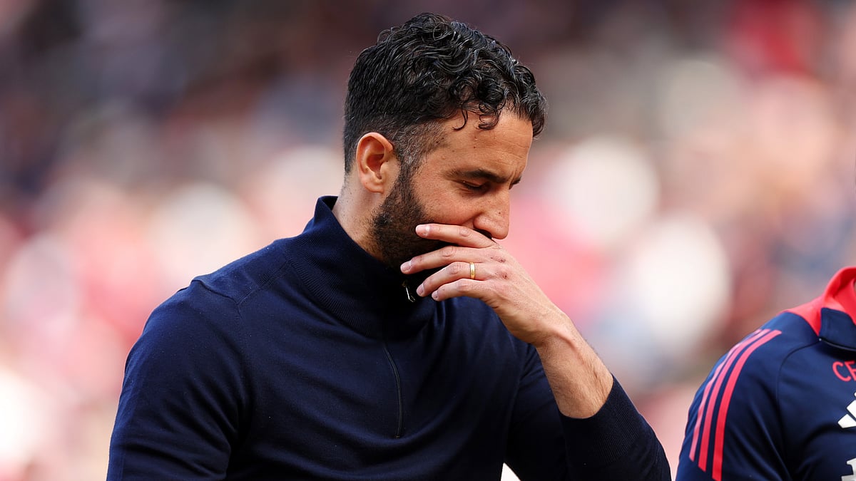 Ruben Amorim looks dejected after Manchester United's latest defeat - null