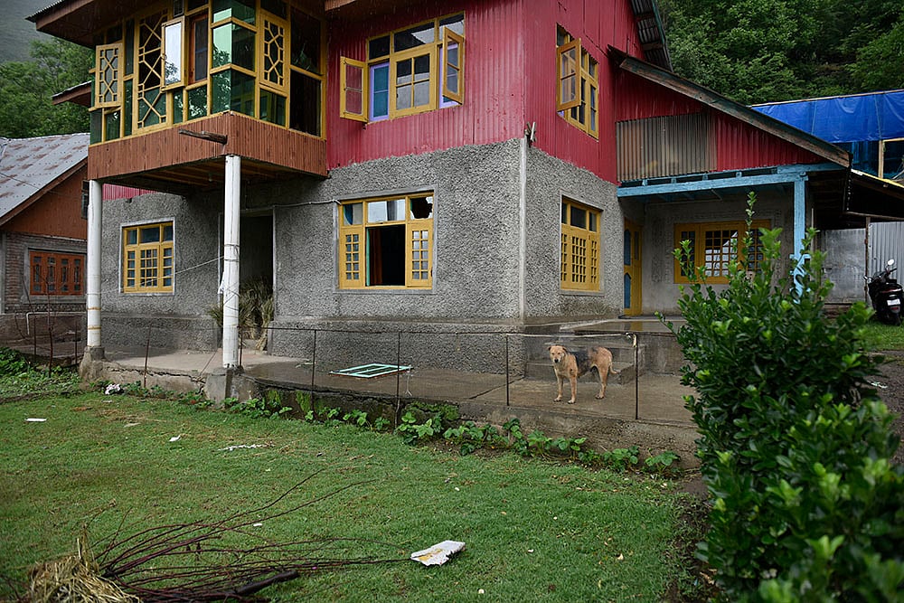 View of the destruction at a house in the Salamabad, kashmir