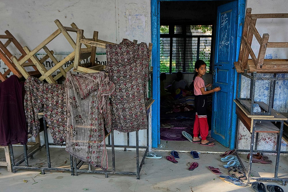 makeshift center in a school at RS Pura