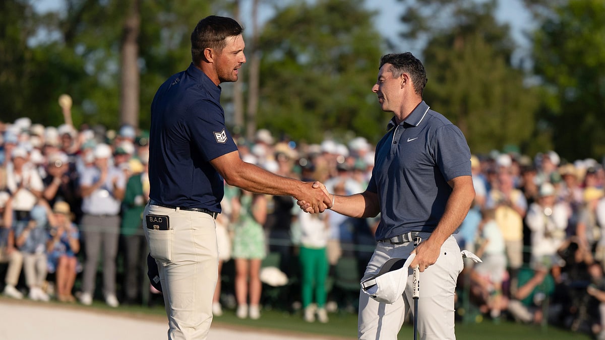 Bryson DeChambeau and Rory McIlroy at the Masters.