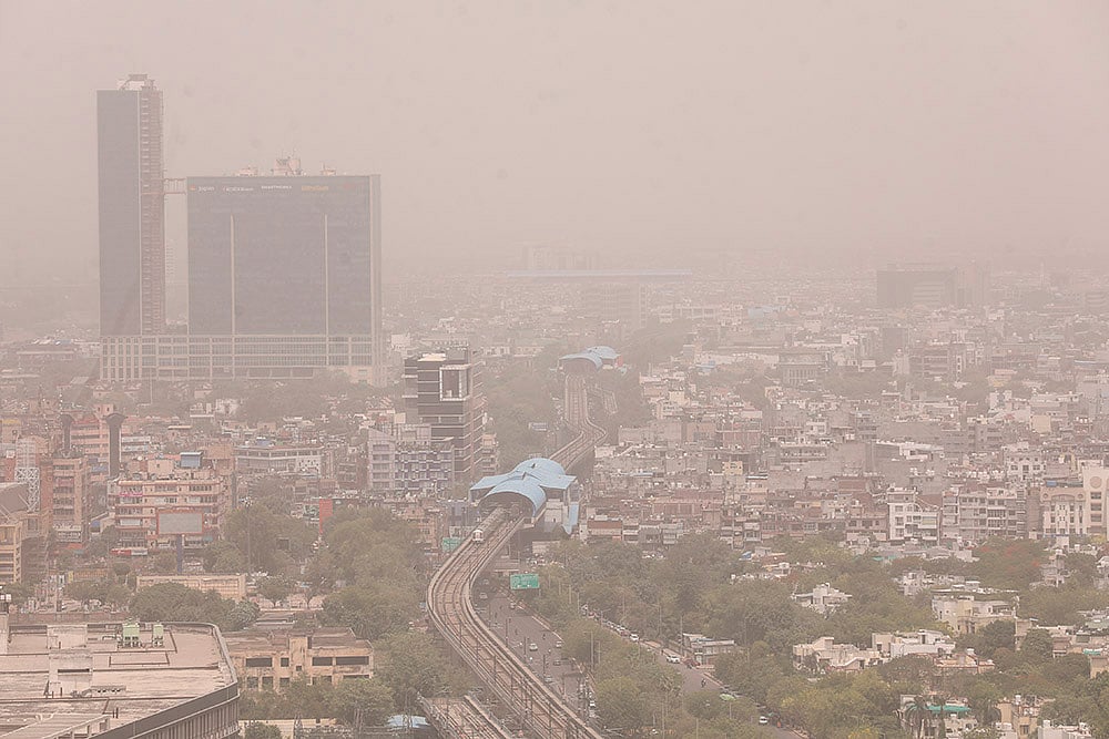 Noida Air pollution: A layer of dust envelops parts of Delhi-NCR_ Noida Buildings