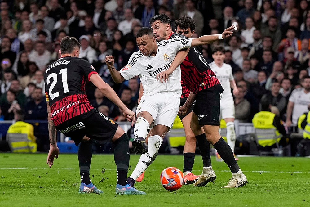 Spanish La Liga soccer Real Madrid and Mallorca: Kylian Mbappe,