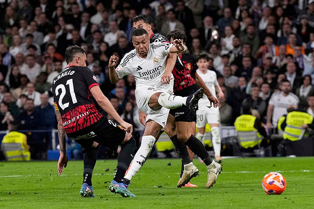 Spanish La Liga soccer Real Madrid and Mallorca: Kylian Mbappe