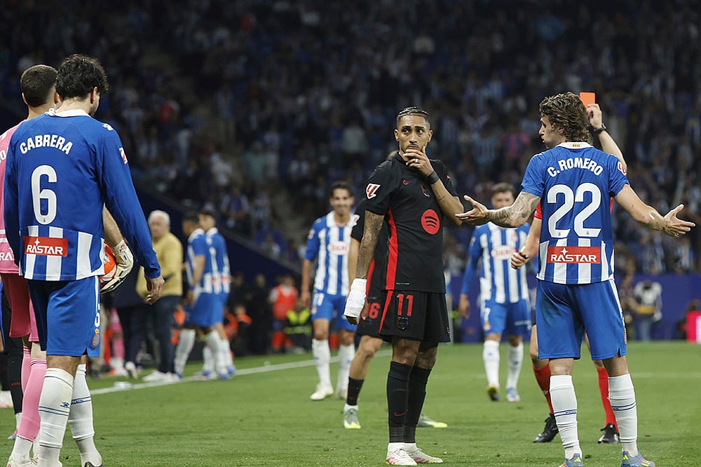 Spanish La Liga soccer Espanyol and Barcelona: Leandro Cabrera