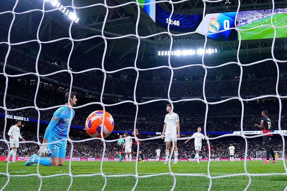 Spanish La Liga soccer Real Madrid and Mallorca: Thibaut Courtois