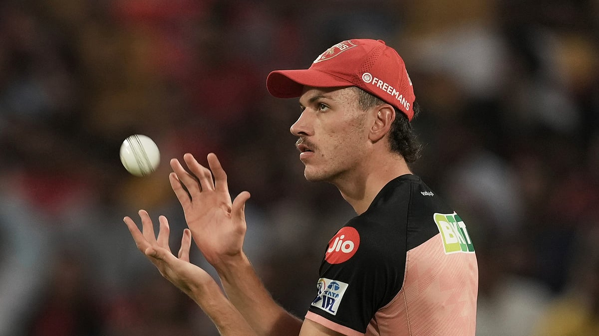 Punjab Kings Marco Jansen catches a ball. AP