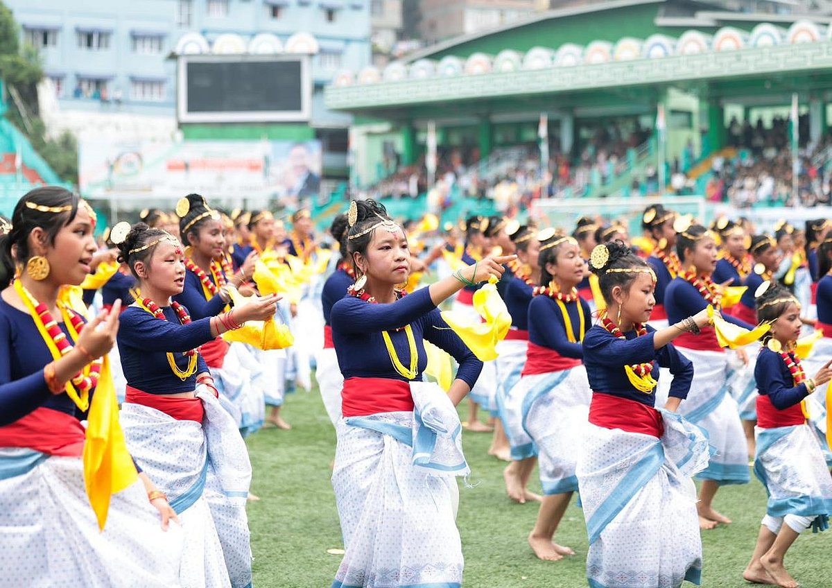 Dancers participating in Chutkey dance.