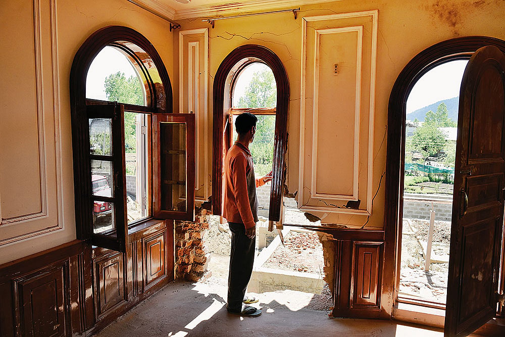 Maqbool Khan’s house in Chowkibal, Kupwara, damaged due to shelling