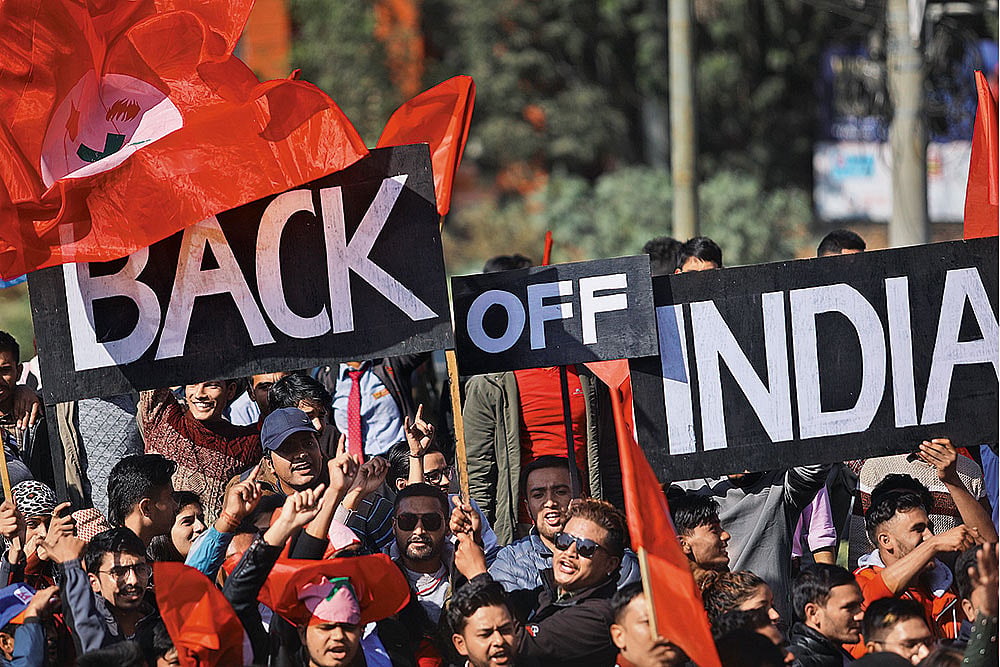 Photo: Getty Images : Border Issue: Nepalese students protest against border encroachments by both China and India at Maitighar Mandala on November 17, 2019