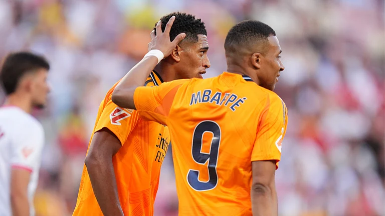 Kylian Mbappe and Jude Bellingham during Real Madrid's game at Sevilla - null
