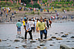 Indus Waters Treaty: Unfair And Outdated | Photo: AP : Cascading Effect: People cross the Chenab River after the flow of water was halted from a dam at Akhnoor, on the outskirts of Jammu, on May 5, 2025