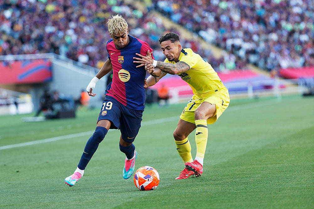 Spanish La Liga soccer match Barcelona Vs Villarreal: Lamine Yamal