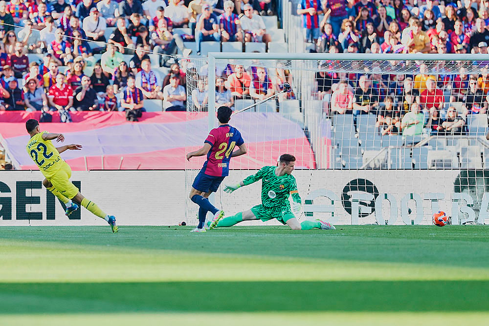 Spanish La Liga soccer match Barcelona Vs Villarreal: Ayoze Perez