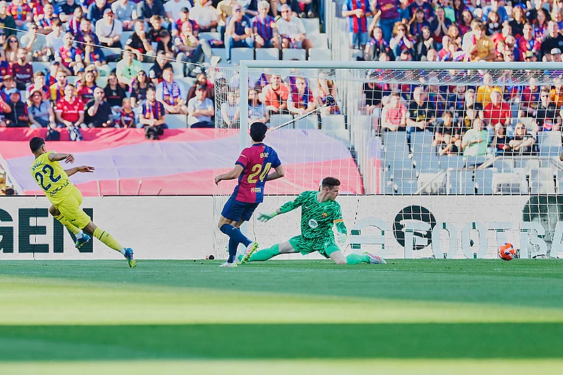 Spanish La Liga soccer match Barcelona Vs Villarreal: Ayoze Perez
