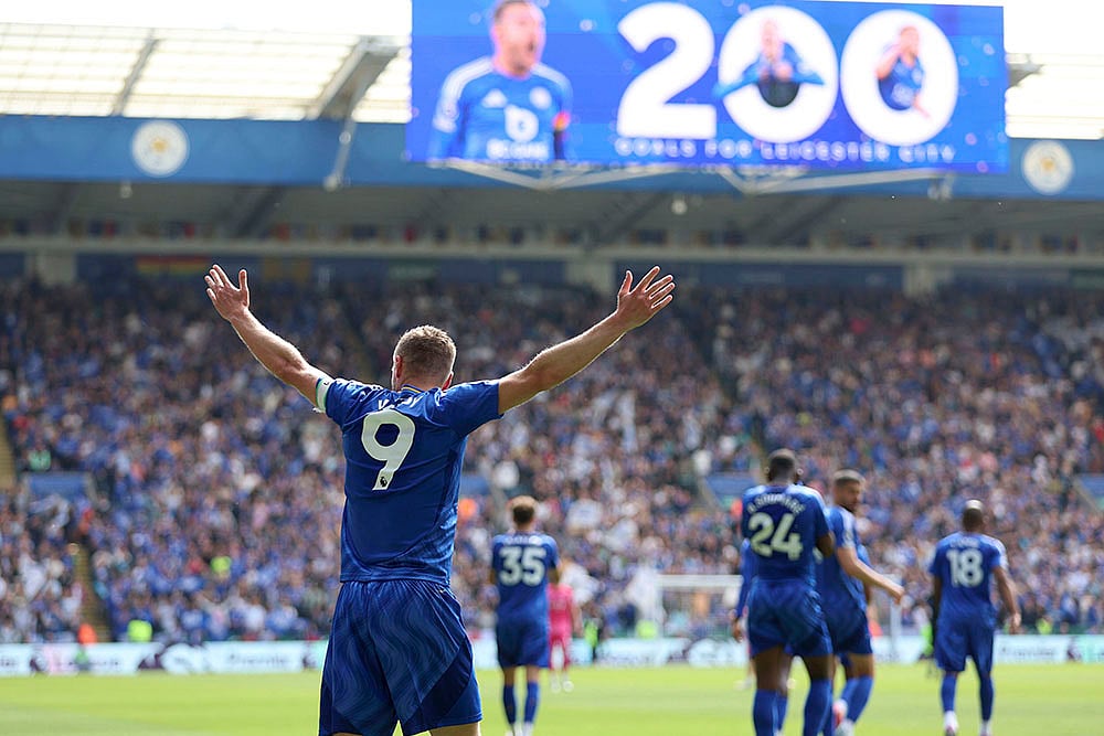 English Premier League 2024-25 Leicester City vs Ipswich Town: Jamie Vardy 