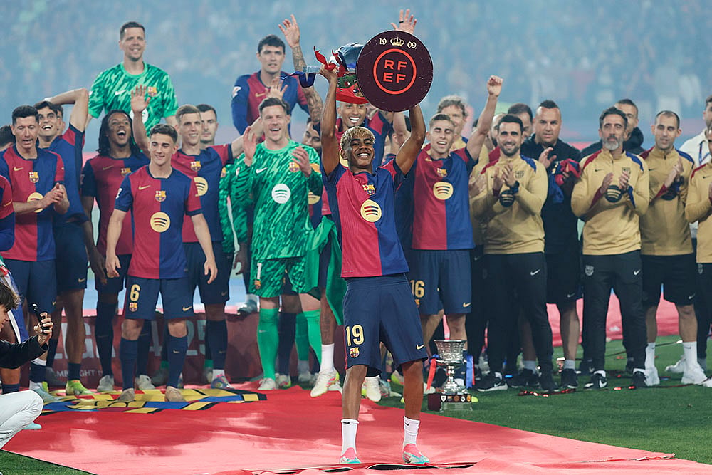 Spanish La Liga soccer match Barcelona Vs Villarreal: Lamine Yamal 