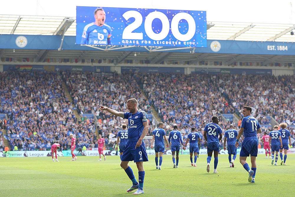 English Premier League 2024-25 Leicester City vs Ipswich Town: Jamie Vardy 