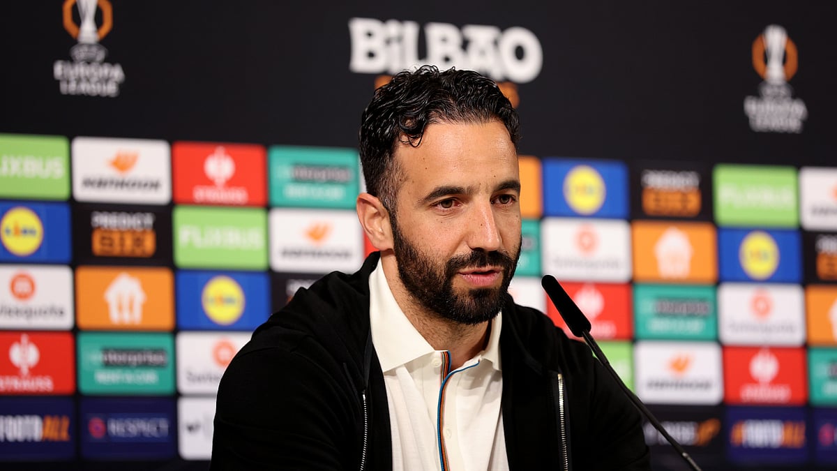 File : Ruben Amorim pictured at Tuesday's pre-match press conference