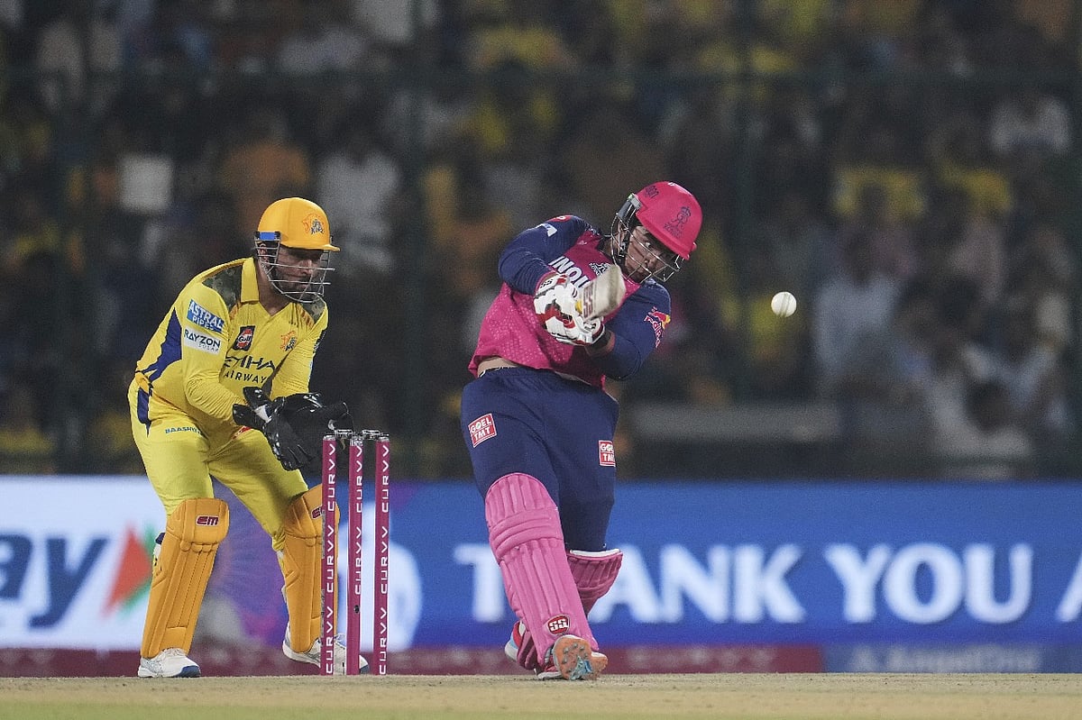 Rajasthan Royals' Vaibhav Suryavanshi lofts a delivery during their Indian Premier League 2025 match against Chennai Super Kings at Arun Jaitley Stadium in New Delhi on May 20, 2025.  - | Photo: (AP Photo/Manish Swarup)