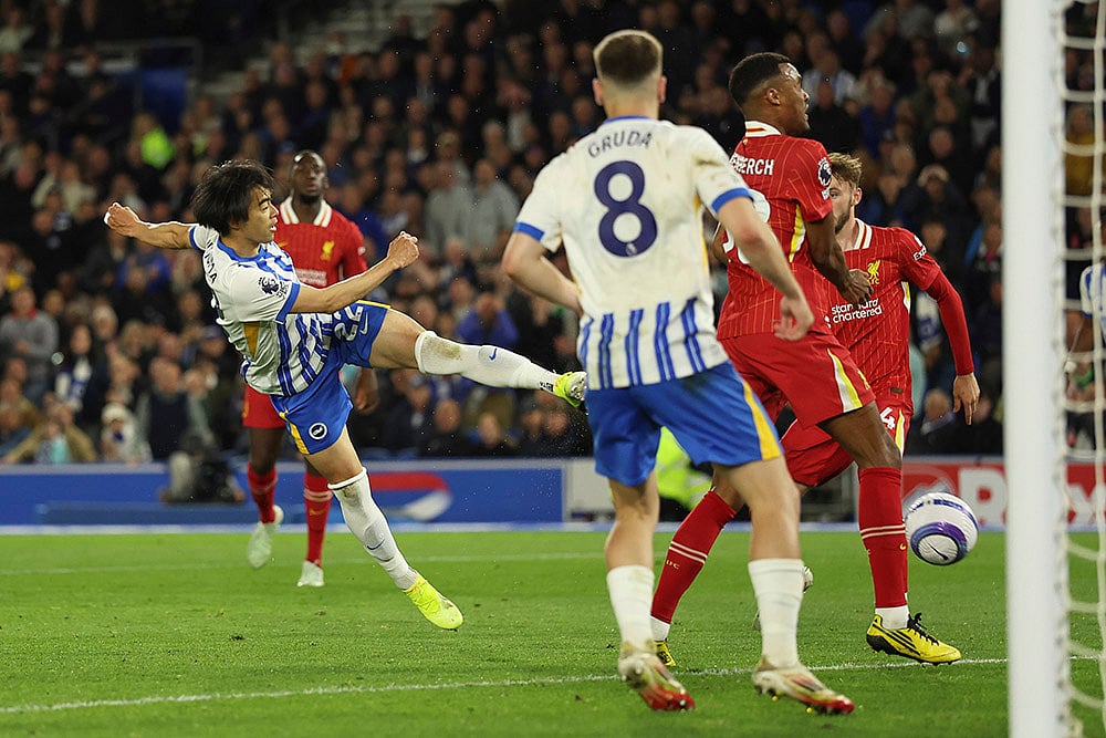 Britain Soccer Premier League EPL 2024-25 Brighton vs Liverpool: Kaoru Mitoma 