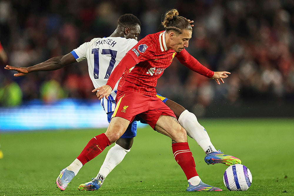 Britain Soccer Premier League EPL 2024-25 Brighton vs Liverpool: Yankuba Minteh