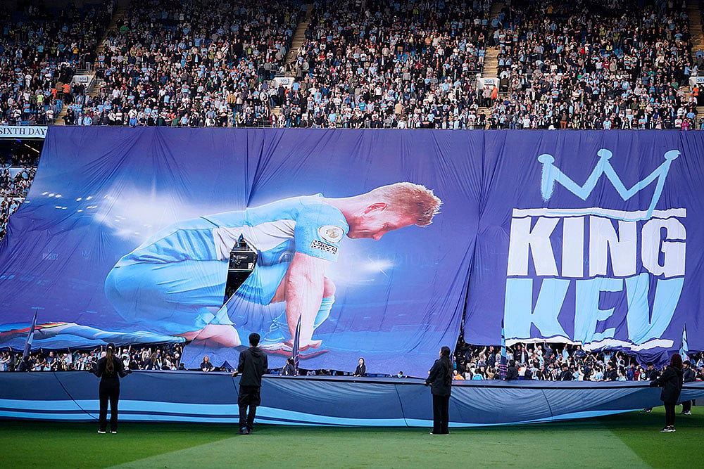 Premier League Soccer Manchester City vs Bournemouth: Kevin De Bruyne tifo 