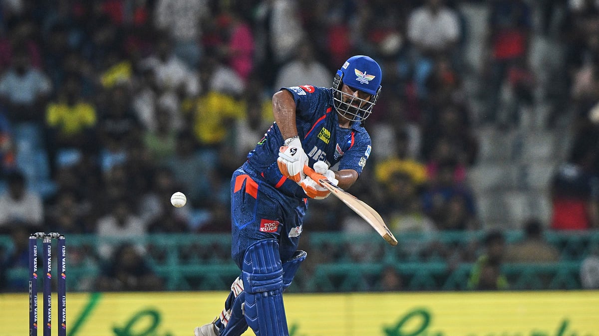 Lucknow Super Giants captain Rishabh Pant plays a shot during the IPL 2025. AP