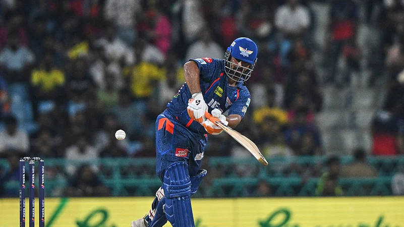 Lucknow Super Giants captain Rishabh Pant plays a shot during the IPL 2025. AP
