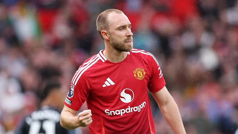Christian Eriksen during his final Man Utd game - null