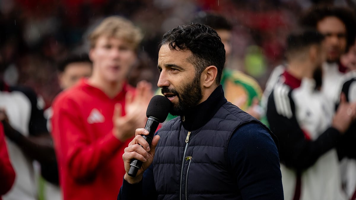 Ruben Amorim pictured speaking