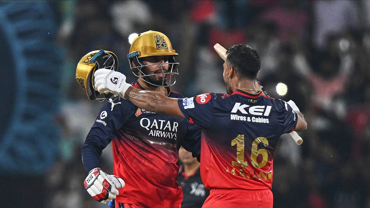 Royal Challengers Bengalurus Jitesh Sharma, left, and Mayank Agarwal. AP