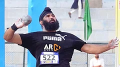 Indian shot put athlete Samardeep Singh Gill in action. - Special Arrangement