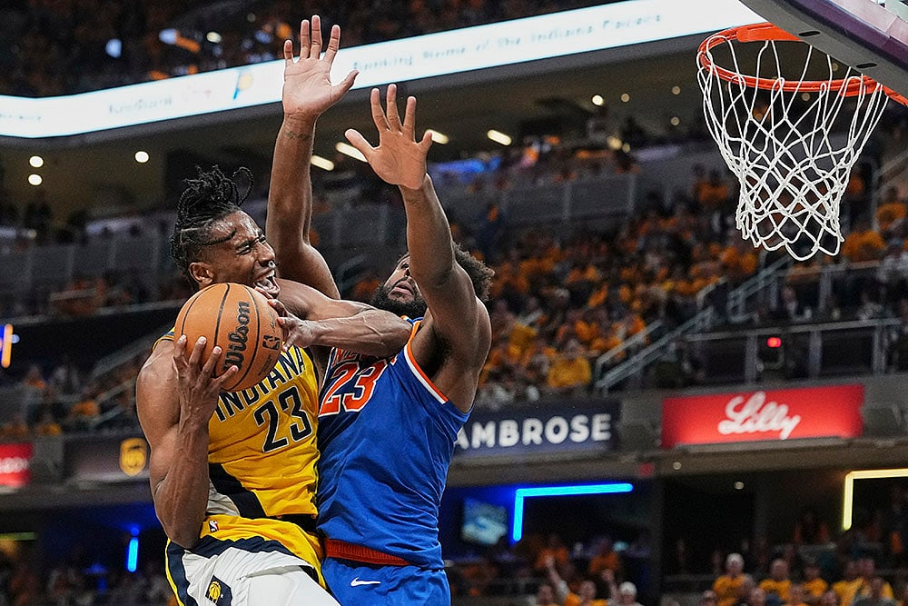 NBA basketball playoffs Eastern Conference finals Game 4 Knicks vs Pacers: Aaron Nesmith