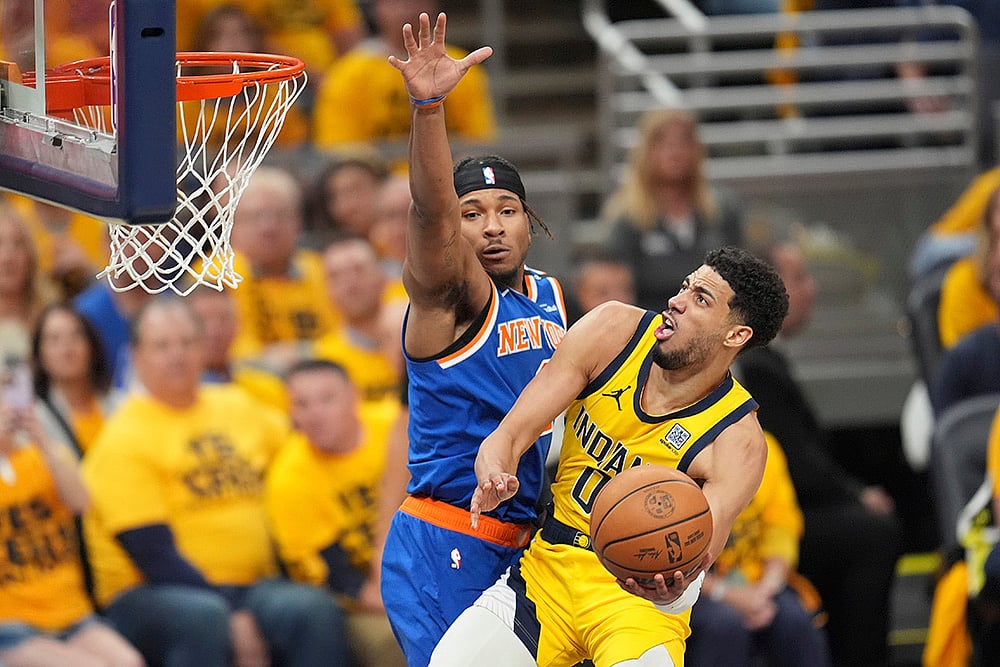 | Photo: AP/Michael Conroy : NBA Eastern Conference finals playoffs: New York Knicks vs Indiana Pacers