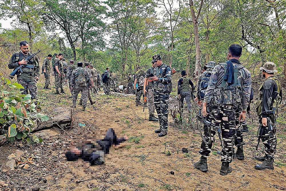 Photo: PTI : The two personnel killed in the exchange of fire were identified as Santan Mehta and Sunil Ram. 