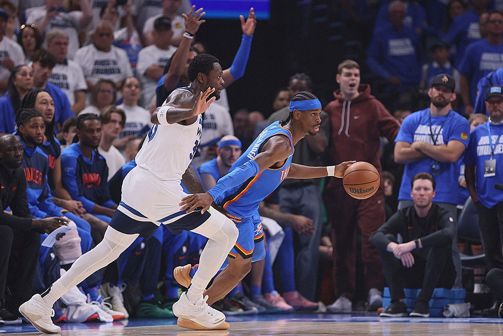 NBA baskeball playoffs Western Conference finals Game 5 Thunder vs Timberwolves_Julius Randle