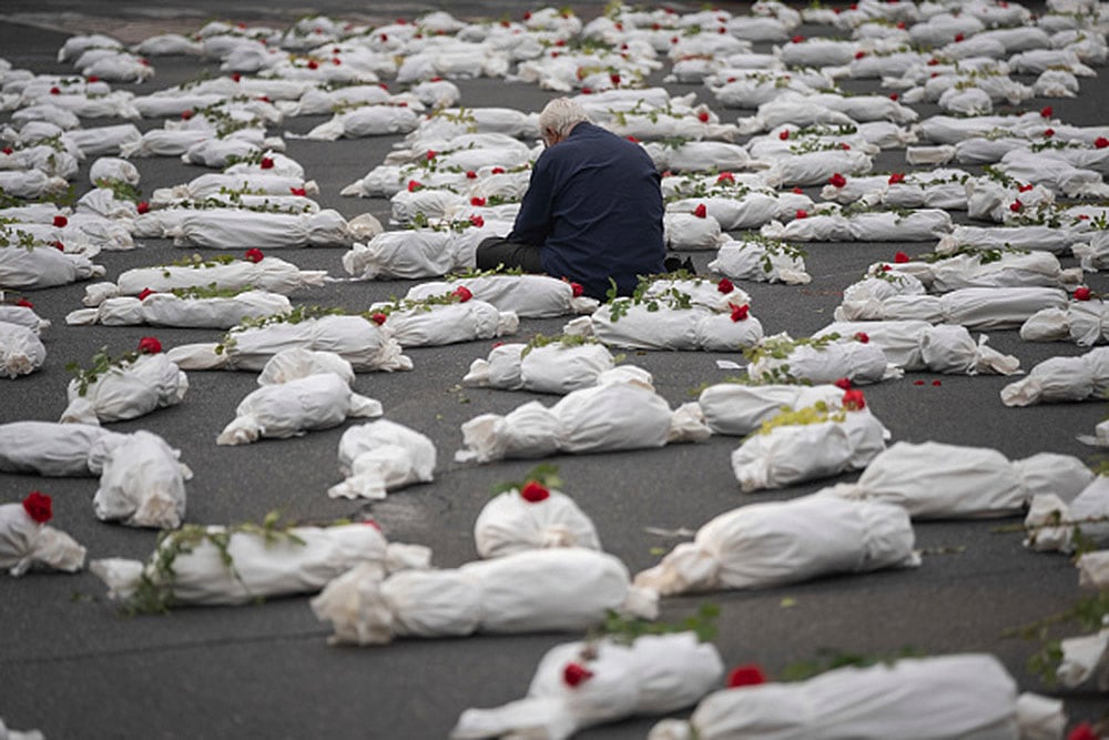 Israel Palestine war: Anti-war art installation in Tehran