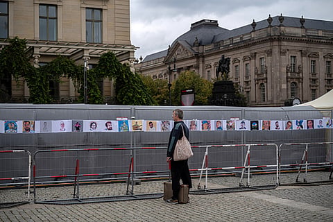 "Square of the Hamas Hostages" installation at Bebelplatz in Germany 