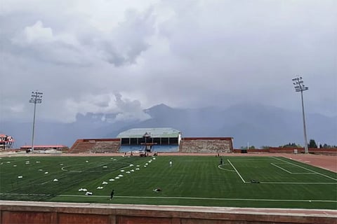 A visual from the high-altitude Tawang Stadium in Arunachal Pradesh.