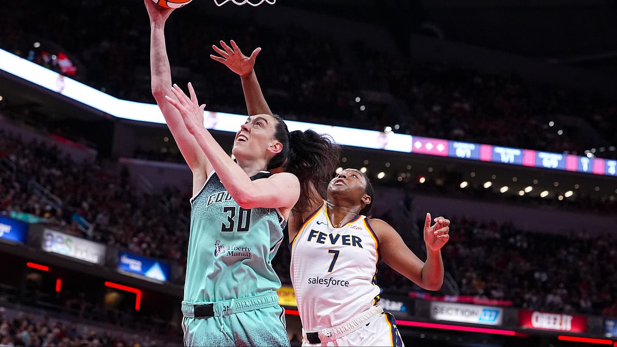 |Photo: AP/Michael Conroy : File photo of New York Liberty forward Breanna Stewart in action against Indiana Fever in the WNBA 2024-25.