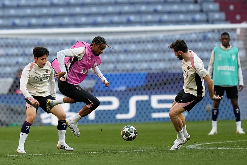 UEFA Champions League 2024-25 Final: PSG training session, Bradley Barcola