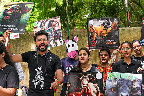 Protest against animal sacrifice at Delhi's Jantar Mantar