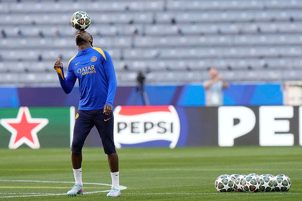 UEFA Champions League 2024-25 Final: Inter Milan training session, Marcus Thuram